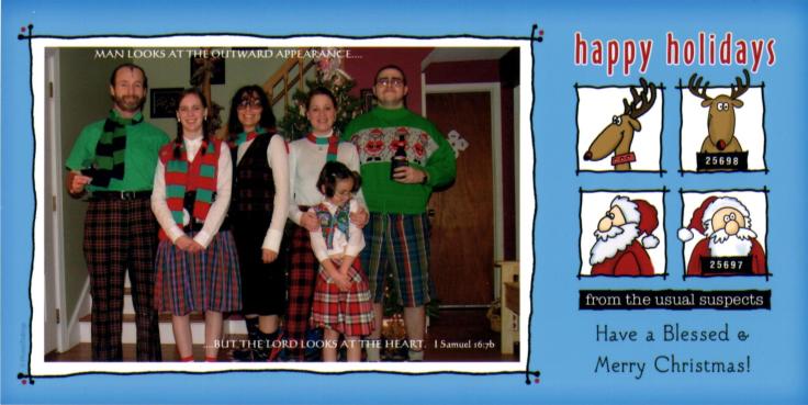 This started out as a family photo spoof gift for my mom and ended up being our Christmas card. | Photo by nicholeq.wordpress.com